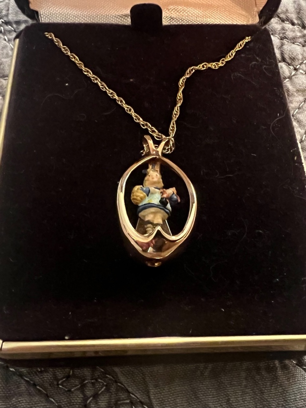 Goebel Gold Tone Oval Pendant Necklace
